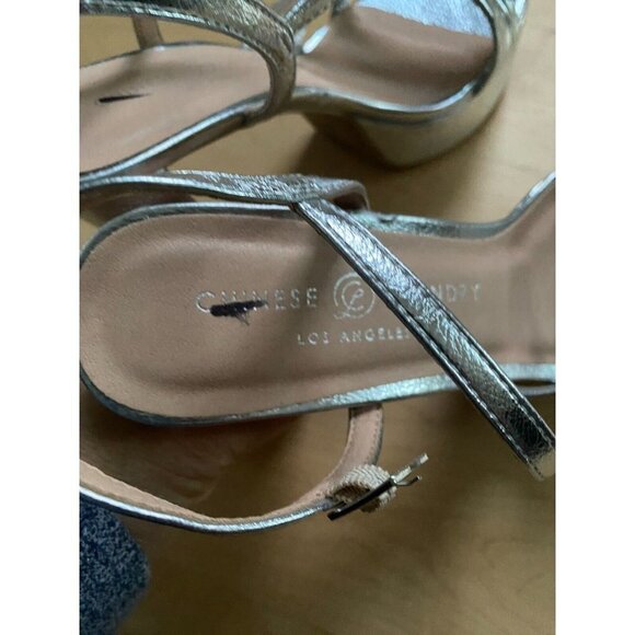 CHINESE Laundry New "Amella" Ankle Strap Silver Platform Sandal Heel - Picture 6 of 10